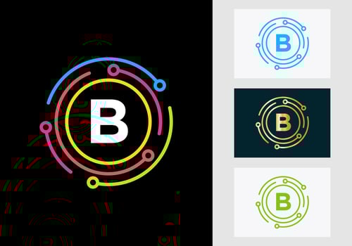 Letter B Technology Logo Design. Network Logo Symbol vector