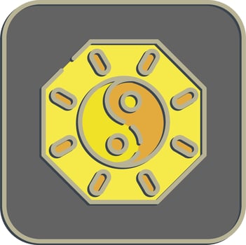 Icon yin yang symbol. Chinese New Year celebration elements. Icons in embossed style. Good for prints, posters, logo, party decoration, greeting card, etc. vector