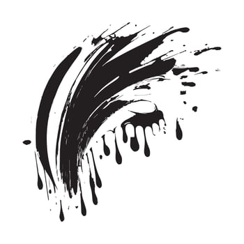 Smears, blots of black paint on a white background, dark colors - Vector