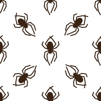Spider vector seamless pattern on a white background. Insect pattern print on textiles, paper, wrapping paper theme