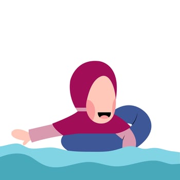Hijab Kid Character Swimming Illustration vector