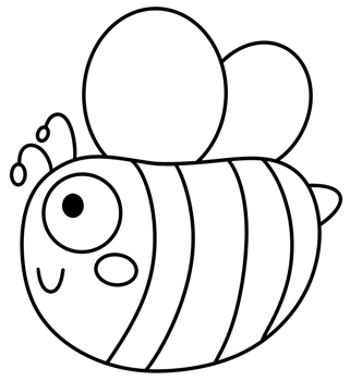 cartoon outline cute bee png