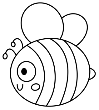 cartoon outline cute bee png
