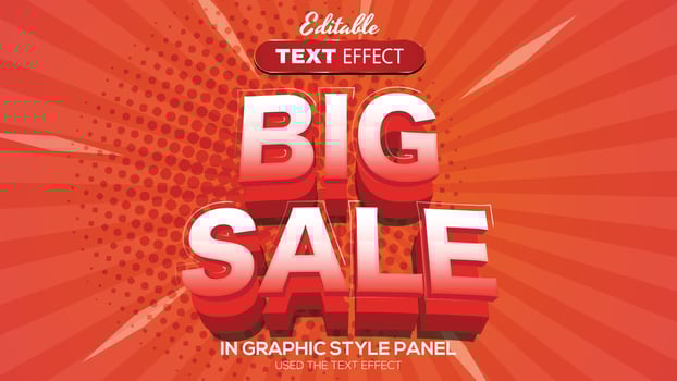 3D editable text effect big sale theme vector