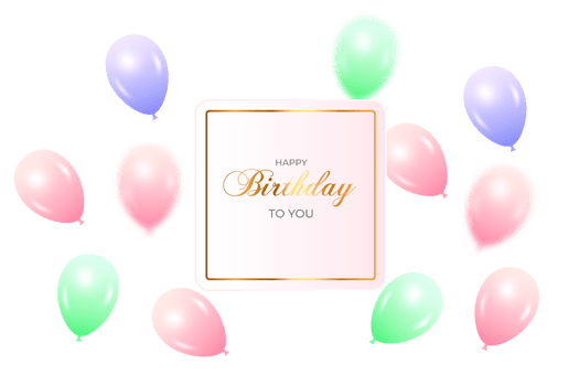 Elegant  balloon Happy Birthday celebration card banner png
