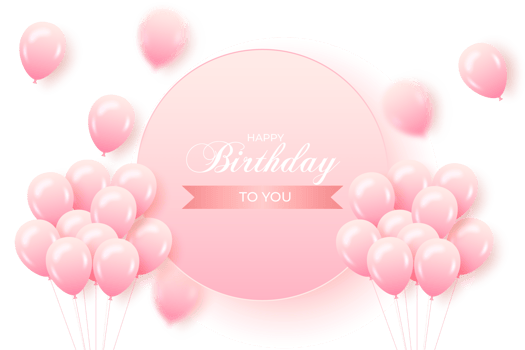 Happy birthday  background with 3d realistic  air balloon with text and glitter confetti png