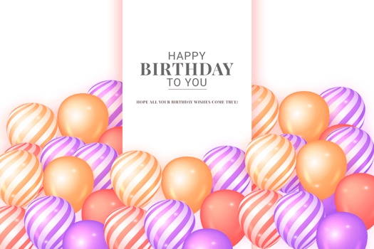 Birthday balloons background design. Happy birthday to you text with balloon and confetti decoration element for birth day celebration png