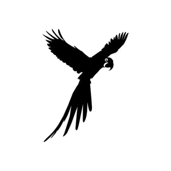 Flying Macaw Bird Silhouette for Logo, Pictogram, Art Illustration, Website or Graphic Design Element. Vector Illustration