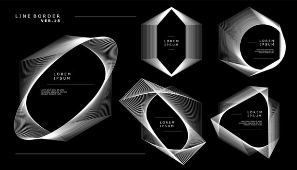 Geometric abstract lines border design template. Blended lines border design vector
