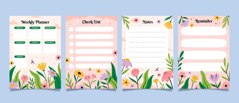 Spring Journal Template Set vector