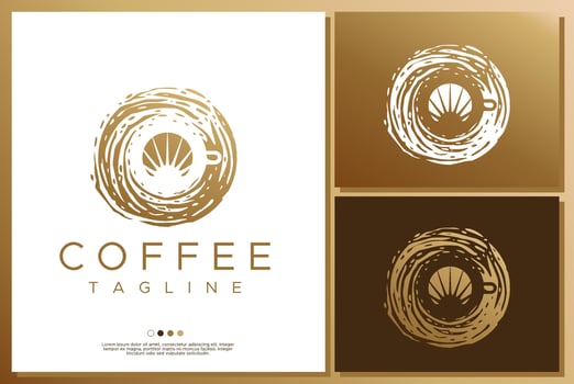 Simple coffee logo branding. Coffee cup logo with grunge effect. vector