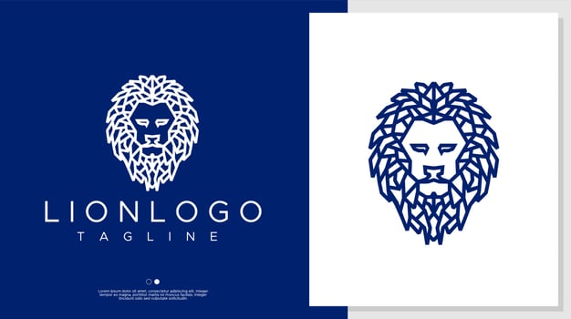 Lion head logo design template. Lion line art logo design vector. vector