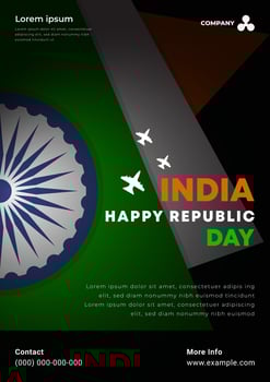 India republic day celebration on 26 january. Simple style poster design with India flag symbol, illustration vector