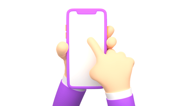 3d cartoon render of Businessman hand holding smartphone with blank screen for mockup template png