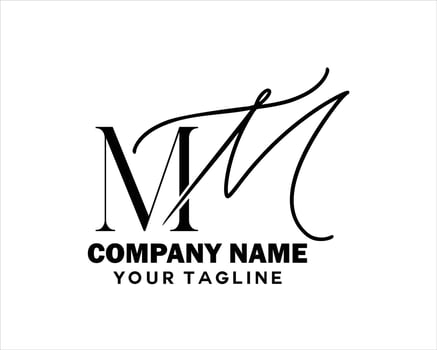 MM letter logo with needle vector