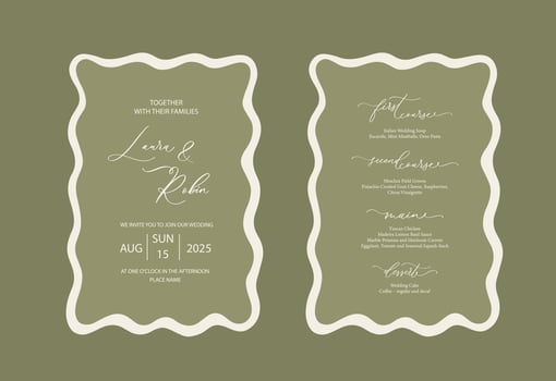 Luxury Wavy Edge Wedding Invitation card background. Abstract art background vector design for wedding and vip cover template.