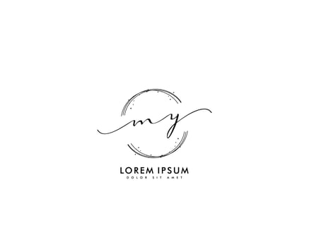 Initial MY Feminine logo beauty monogram and elegant logo design, handwriting logo of initial signature, wedding, fashion, floral and botanical with creative template vector