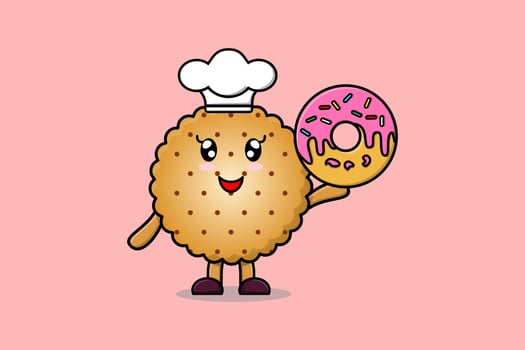 Cute cartoon Cookies chef character donuts vector