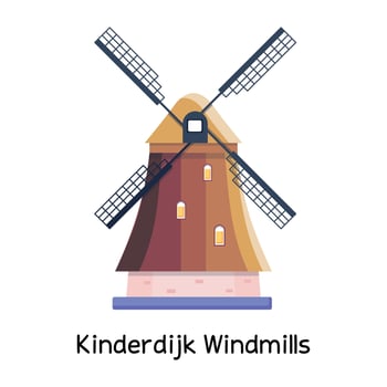 Trendy Kinderdijk Windmills vector