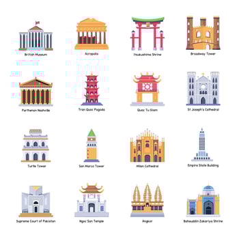 Pack of Famous Monuments Flat Vectors