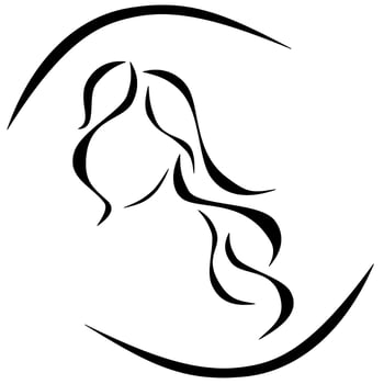 Woman with curly long hair logo vector