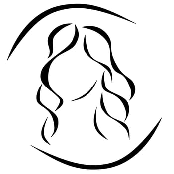 Woman with curly long hair logo vector