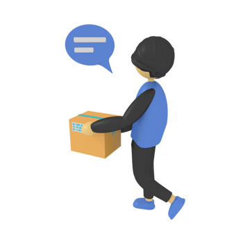 3d illustration of a working man lifting a package box png