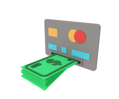 3d illustration of cash withdrawal from ATM png