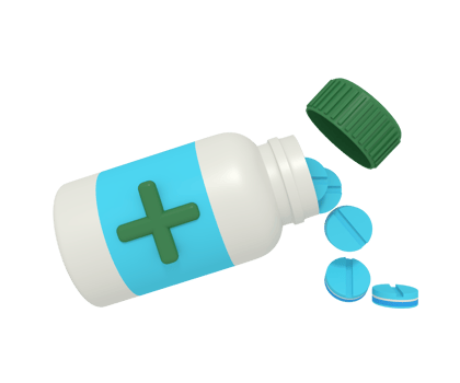 3d illustration of medicine pill on bottle png