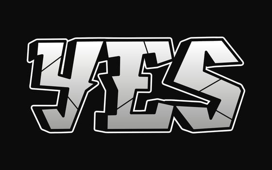 Yes word graffiti style letters.Vector hand drawn doodle cartoon logo illustration.Funny cool Yes letters, fashion, graffiti style print for t-shirt, poster concept vector