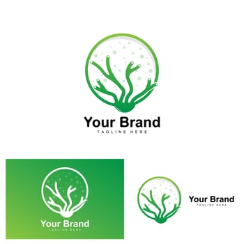Coral Logo, Sea Plants Place Marine Animals, Ocean Vector, Seaweed Icons vector