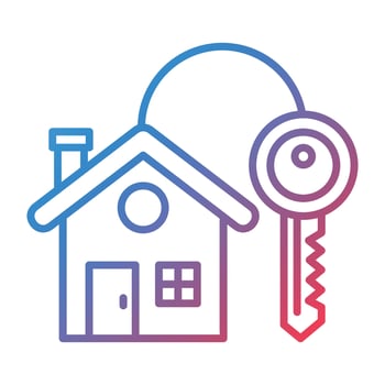 House Key Line Gradient Icon vector