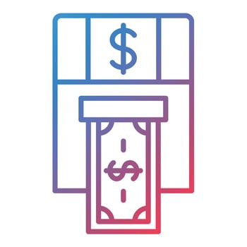 Cash Withdrawal Line Gradient Icon vector
