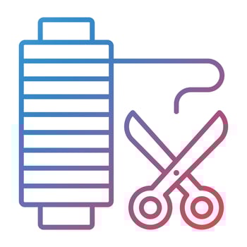 Thread Cut Line Gradient Icon vector