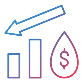 Oil Price Decrease Line Gradient Icon vector