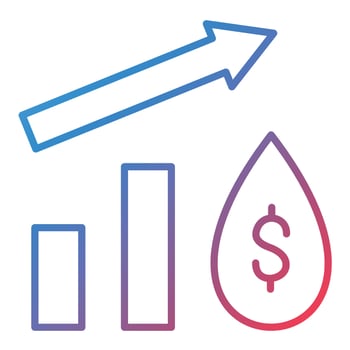 Oil Price Increase Line Gradient Icon vector