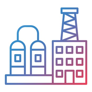 Oil Refinery Line Gradient Icon vector