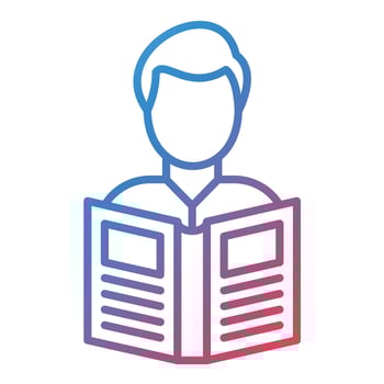Man Reading Book Line Gradient Icon vector