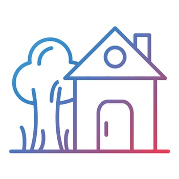 Tree House Line Gradient Icon vector