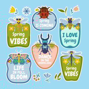 Set of Spring Stickers vector