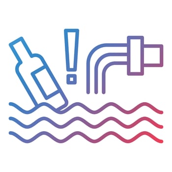Water Pollution Line Gradient Icon vector