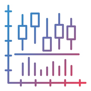 Candlestick Chart Line Gradient Icon vector