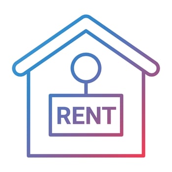Rent House Line Gradient Icon vector