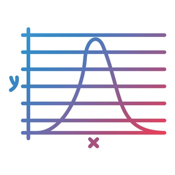 Bell Curve on Graph Line Gradient Icon vector