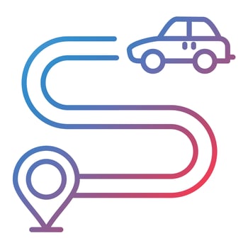 Driving Route Line Gradient Icon vector