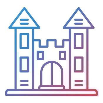Castle Line Gradient Icon vector