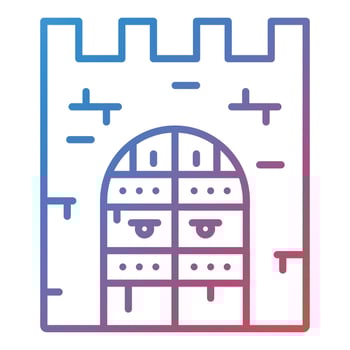 Castle Gate Line Gradient Icon vector