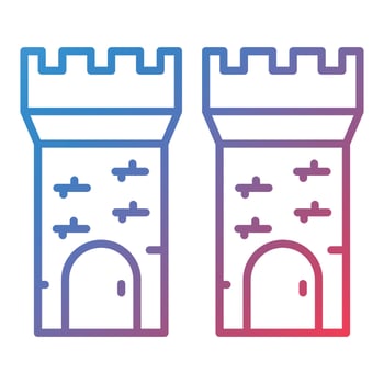 Castle Tower Line Gradient Icon vector