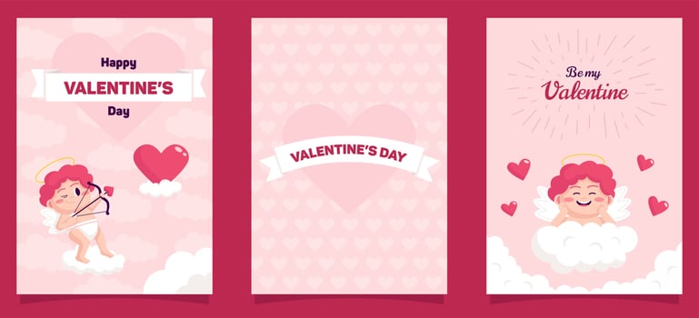 Valentines day cards with cupids vector