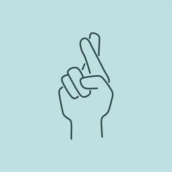 Gesture of luck, white lie, superstition. Fingers crossed sign vector